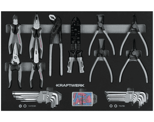 KRAFTWERK BASIC LINE EVA Zangen- und Winkelstiftschlüssel-Einlage, 600 x 400 mm, 78-teilig