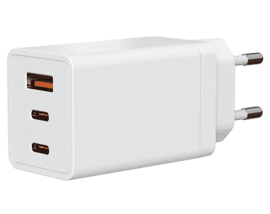 Steffen GaN Ladeadapter 67 W PD, 1 × USB-A + 2 × USB-C, weiss