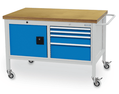 Bedrunka+Hirth Établi mobile, R 18-24, 4 tiroirs, 1 porte à battant, 1250 x 750 x 859 mm