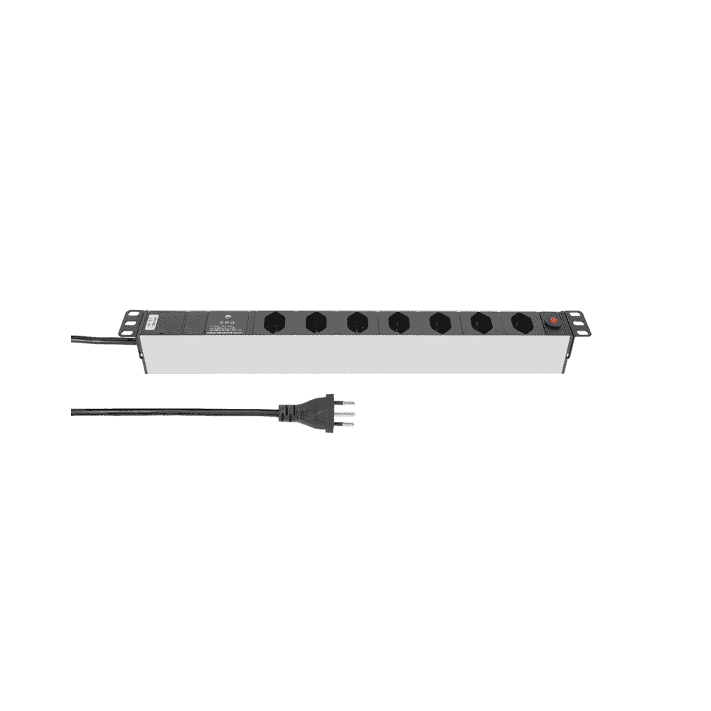 Steffen Steckdosenleiste ALU MODULAR SILVER, 7 x T13, 10 A, IP20, 3 m Kabel, mit Überspannungsschutz, silber/schwarz
