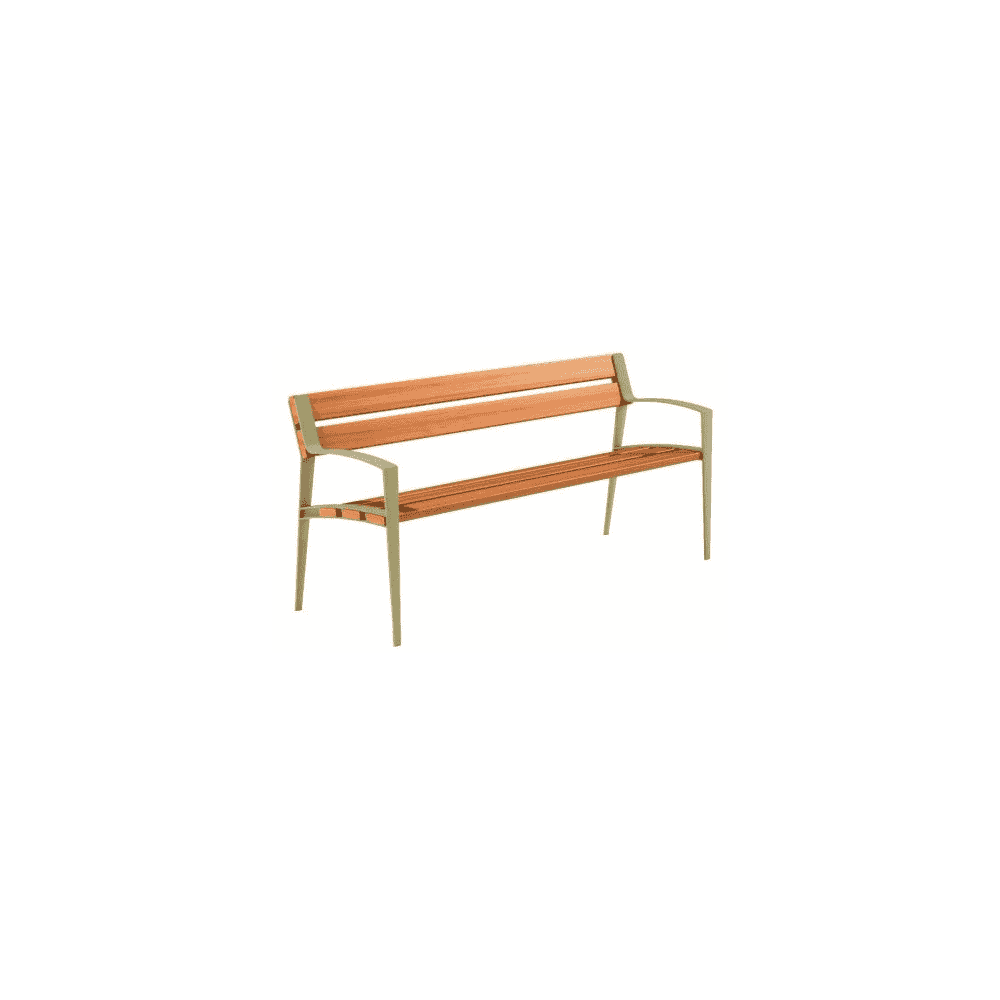 Banc public Minsk en fonte et bois, L x P x H 1800 x 570 x 800 mm, disponible en 4 couleurs