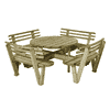 PLUS Combi-Meuble de jardin, imprégné sous pression, rond, inclus dosserets, 2370 x 2370 x 720 / 840 mm