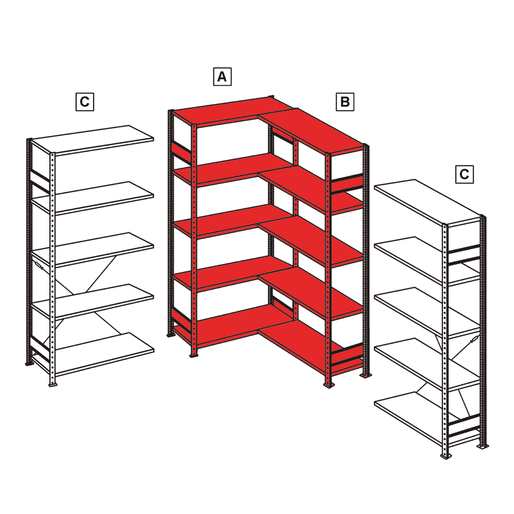Schulte Fachboden-Eckregal, modulares Stecksystem, verzinkt oder RAL 7035
