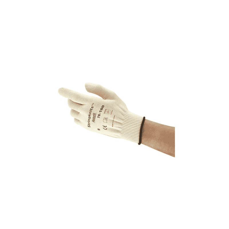 Gants en coton Ansell EDGE Stringknits 76-100, blancs, en 2 tailles