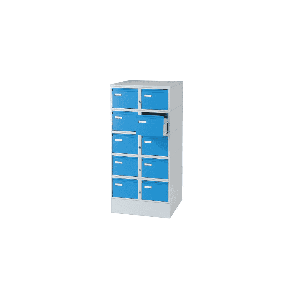 Karteischrank - abschliessbar - grau-blau, RAL 7035 / RAL 5012 für Formate DIN A5 und A6