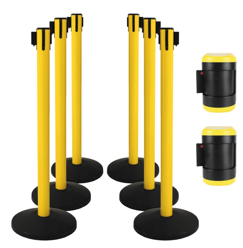 KRAFTWERK PRO LINE Absperrsystem Set, 8-teilig, 6 Absperrständer + 2 Gurtbandkassetten