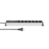 Steffen Multiprise ALU MODULAR SILVER, 7 x T13 et 2 x USB-A, 10 A, IP20, câble de 3 m, argent/noir