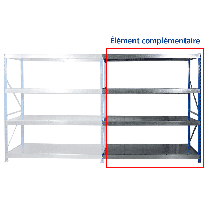 Rayonnage à tablettes Jeu complet M50, capacité totale 2800 kg, en deux versions
