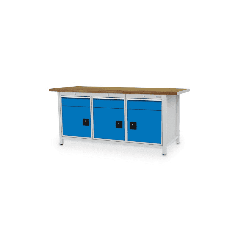 Bedrunka+Hirth Kastenwerkbank R 18-24, Schubladenanzahl 3, Flügeltüren 3, 2000 x 750 mm