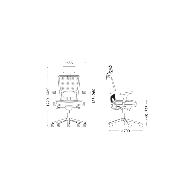 Chaise de bureau Wallstreet avec dossier respirant et appui-tête, noir
