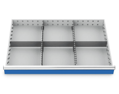 Compartimentage des métallique set 5 pièces, R 36-24, dimension utiles des tiroirs 900 x 600 mm, en 4 hauteurs de façade