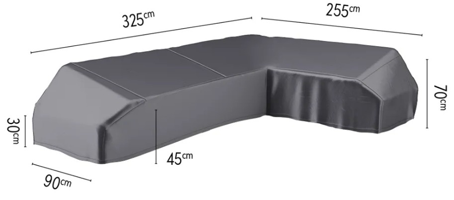 Platinum AeroCover Housse de protection Lounge en L à droite, LxLxPxH 3250 x 2550 x 900 x 700 mm