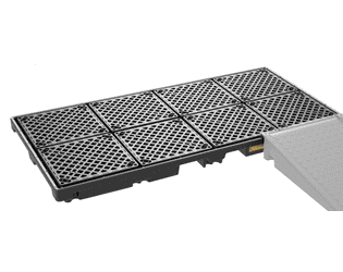 PE-Fassauffangwanne mit PE-Gitterrost, Auffangvolumen 270 l, 2480 x 1280 x 180 mm