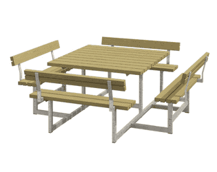 Picnic meuble de jardin combiné, divers coloris, avec dosseret, 2240 x 2240 x 760 / 450 mm