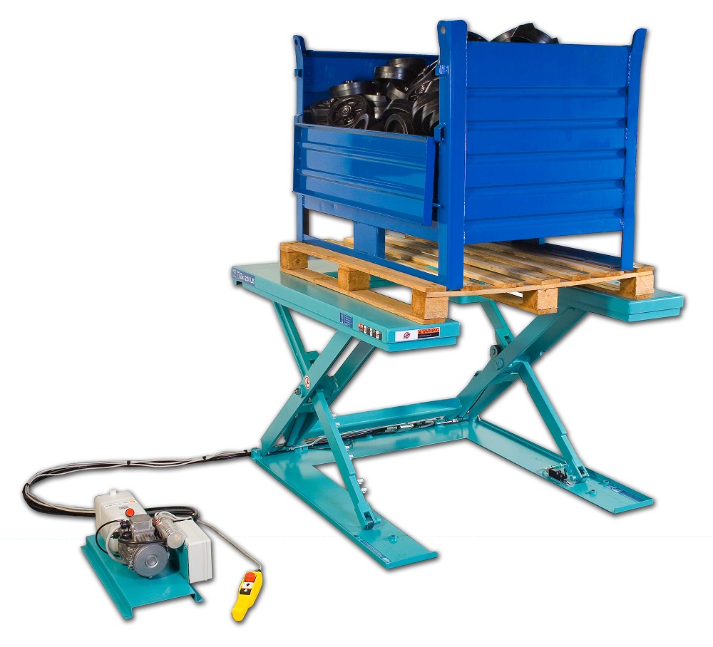 Table élévatrice plate A8.U avec plate-forme à profil en U, utilisable sans fosse, charge maximale 1000 kg