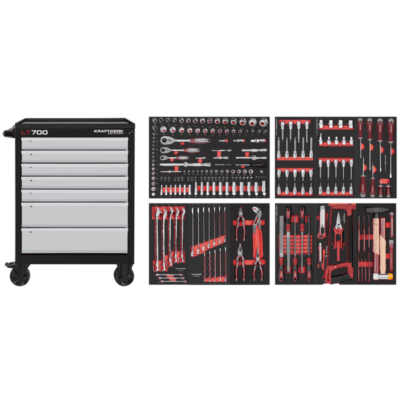 KRAFTWERK LT LINE Chariot d'atelier LT700, 7 tiroirs, outils inclus, 238 pièces, L x P x H 719 x 474 x 1000 mm