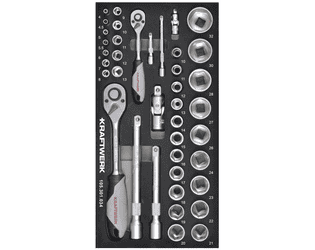 KRAFTWERK BASIC LINE EVA Steckschlüssel-Einlage 1/4" + 1/2", 200 x 400 mm, 40-teilig