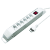 Steffen Steckdosenleiste POWER XTRA, 6 x T13 Steckdosen mit Schalter, 10 A, IP20, 2 m Kabel, aluminium/weiss