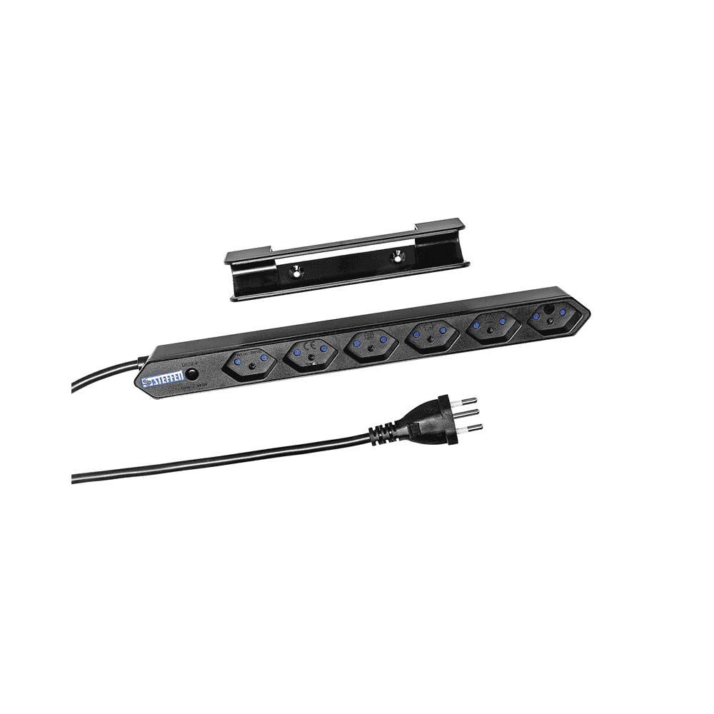 Steffen Multiprise IQ, 6 x T13, 10 A, IP20, câble de 1.5 m, avec protection contre les surintensités, en deux couleurs