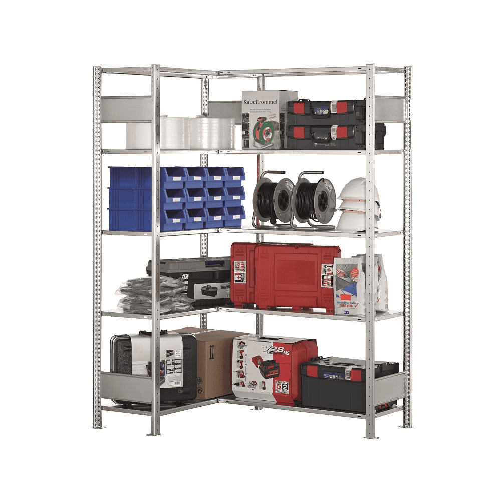 Schulte Fachboden-Eckregal, modulares Stecksystem, verzinkt oder RAL 7035