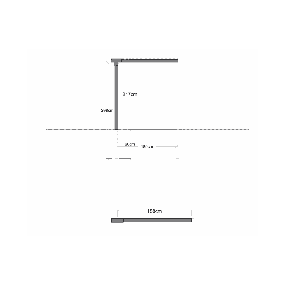 PLUS Einzelpergola, Schwarz RAL 9005, Verlängerungsmodul, BxTxH 1880 x 90 x 2170 mm