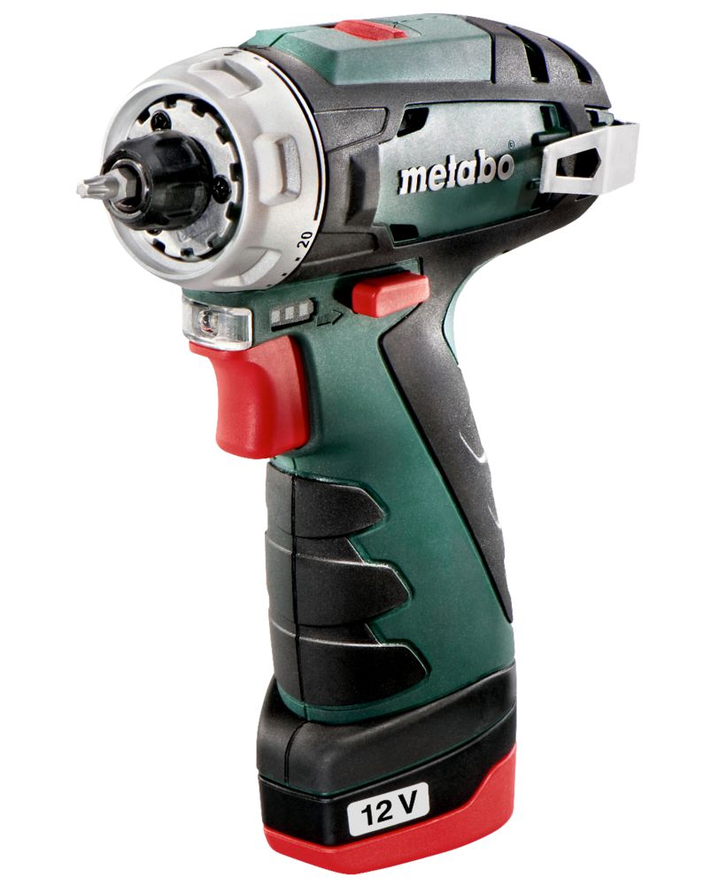 Metabo Akku-Bohrschrauber PowerMaxx BS Basic Set 12 V mit 2x Li-Power Akkus (12 V / 2.0 Ah), Ladegerät LC 24 und mobiler Werkstatt