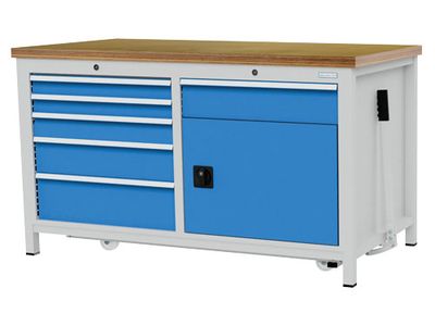 Bedrunka+Hirth Hub-Senkfahrgestell für Werkbänke, nachrüstbar, aus Stahlblech