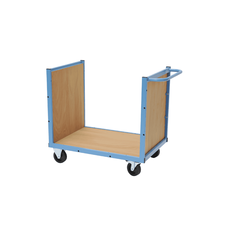 Bedrunka+Hirth Chariot de transport avec fond en bois, paroi avant et arrière, capacité de charge 300 kg, 900 x 620 x 860 mm