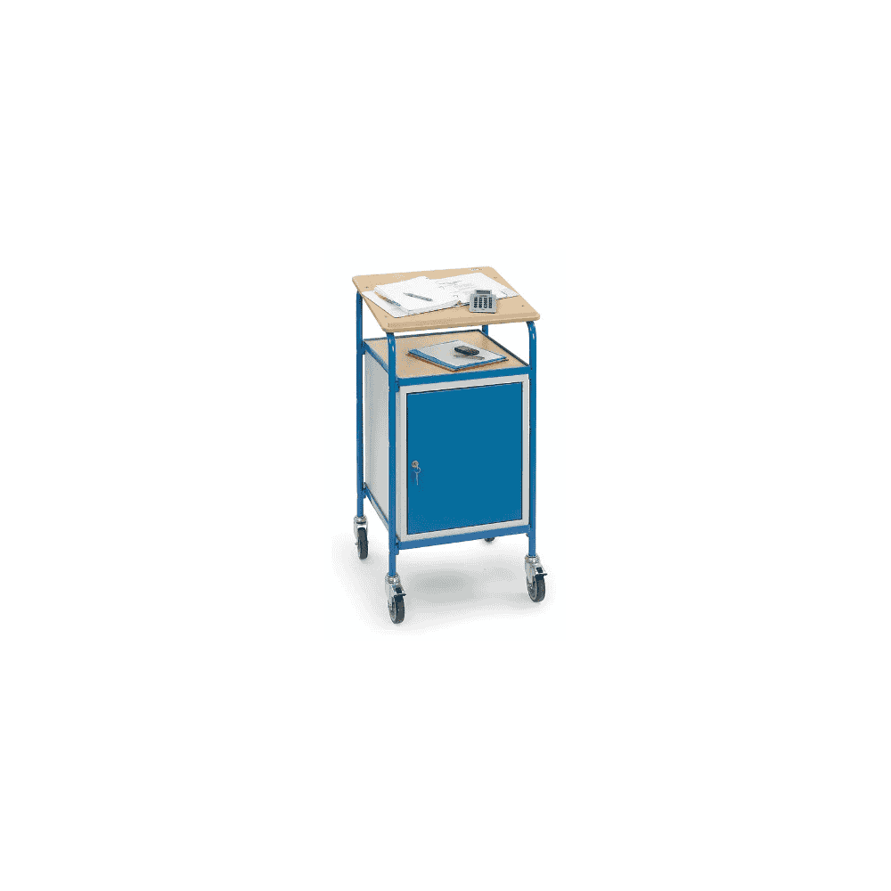 Fetra Pupitre à roulettes, avec surface d'écriture inclinée et armoire en acier, 610 x 605 x 1195 mm