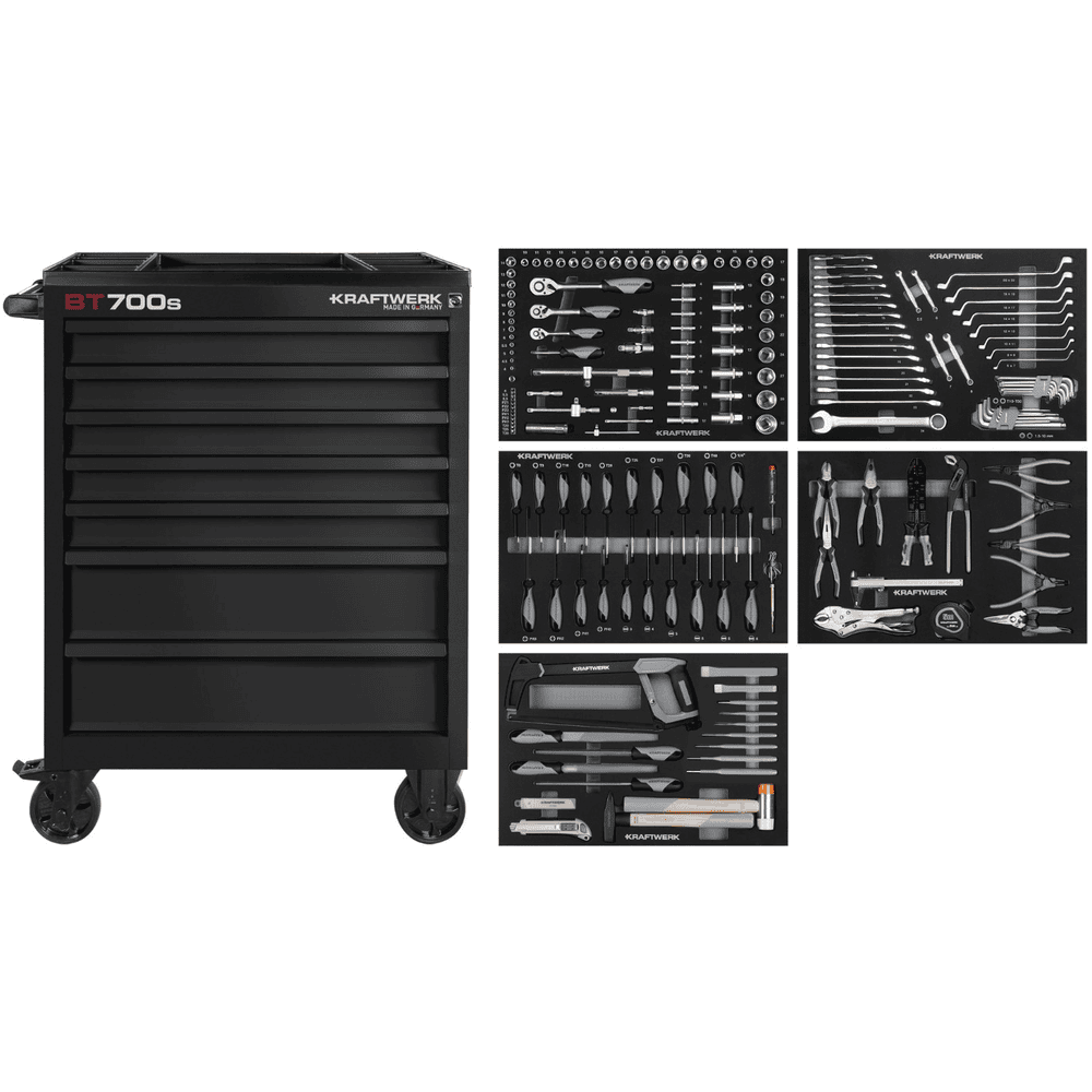KRAFTWERK BT LINE Chariot d'atelier BT700s, 7 tiroirs, 194 pièces, outils inclus