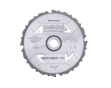 Metabo Kreissägeblatt "Fibercement Cut - Professional" 165 x 20 mm, Z4, DFZ, 5°