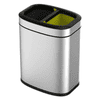 Poubelle OLI CUBE 2 compartiments sans couvercle, en acier inoxydable, 10 + 10 litres