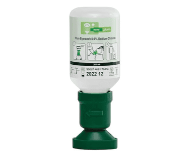 Flacon de rinçage oculaire avec solution stérile de chlorure de sodium Plum 4691, 200 ml, 75 x 220 mm
