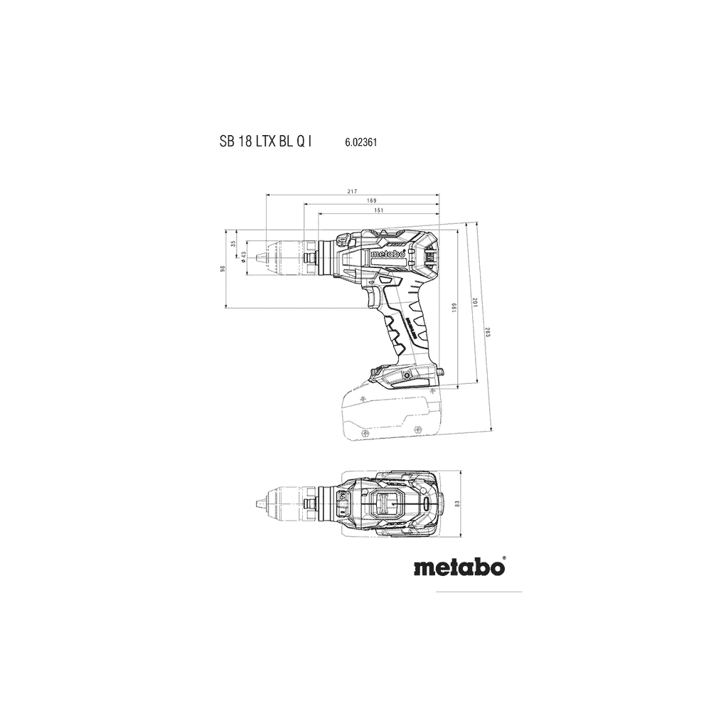 Metabo Akku-Schlagbohrschrauber SB 18 LTX BL Q I, mit 2x Li-Power Akkus (18 V / 5.2 Ah), Ladegerät ASC 55 und metaBOX 145 L