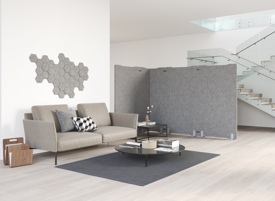 Cloison acoustique d'angle, pour angle continu 90°, 100 x 25 x 1800 mm