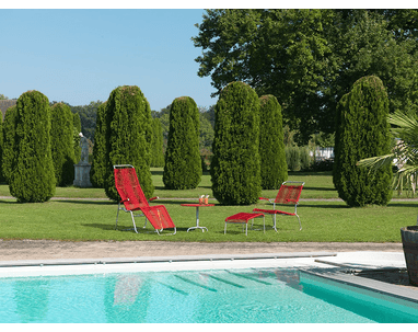 Schaffner Chaise longue spaghetti BRISSAGO, patins avec accoudoirs, empilable