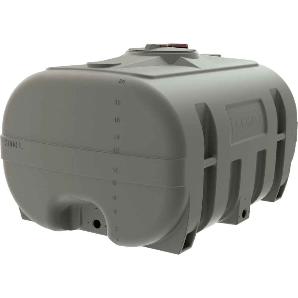 CEMO Fût en PE de forme valise, gris, de 600 à 3000 litres, sans cloison anti-ballottement