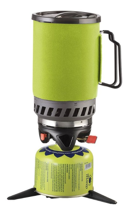 Gaskocher TRIPPER für Gewindekartuschen, 1 kW Leistung, 0,8 L Wärmetauscher-Topf, ultraleicht