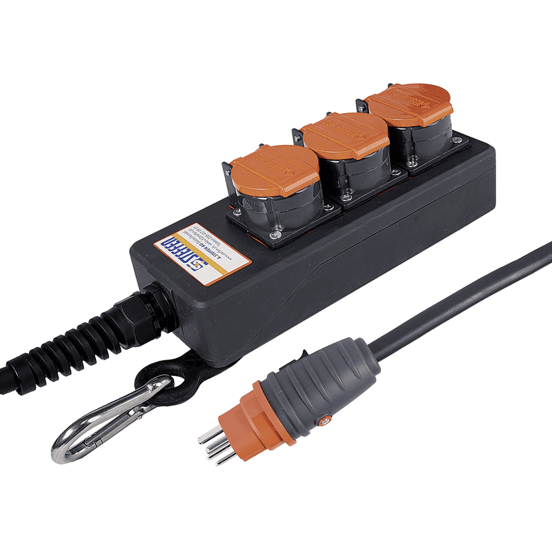 Steffen Steckdosenleiste PROFESSIONAL, T15 Steckdosen, 10 A, GdV 5 x 1.5mm², IP55, schwarz/orange, diverse Ausführungen