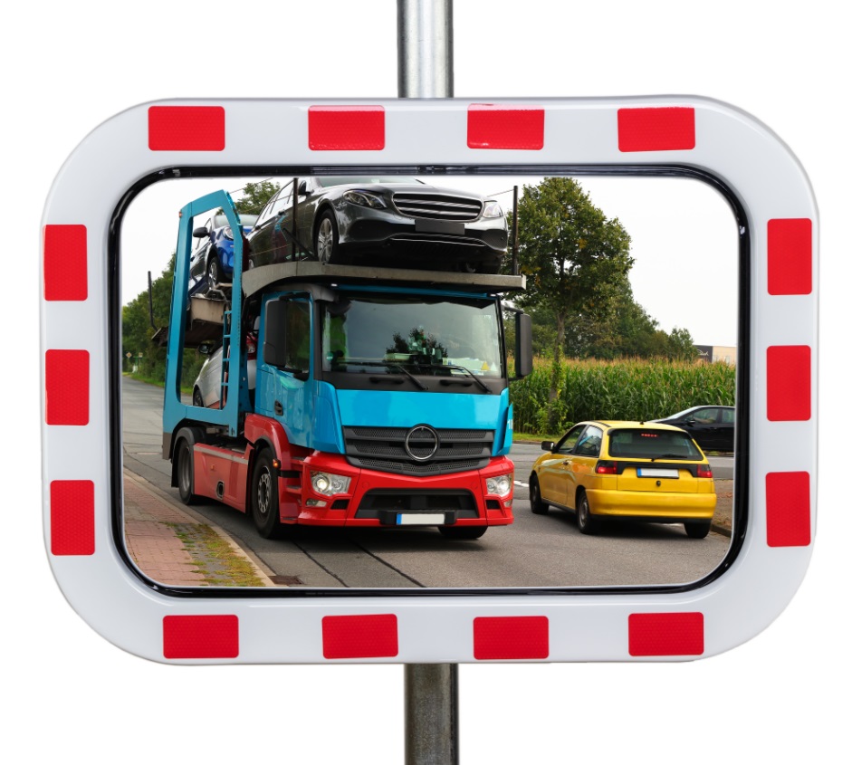 Miroir routier, Type TM avec cadre rouge-blanc